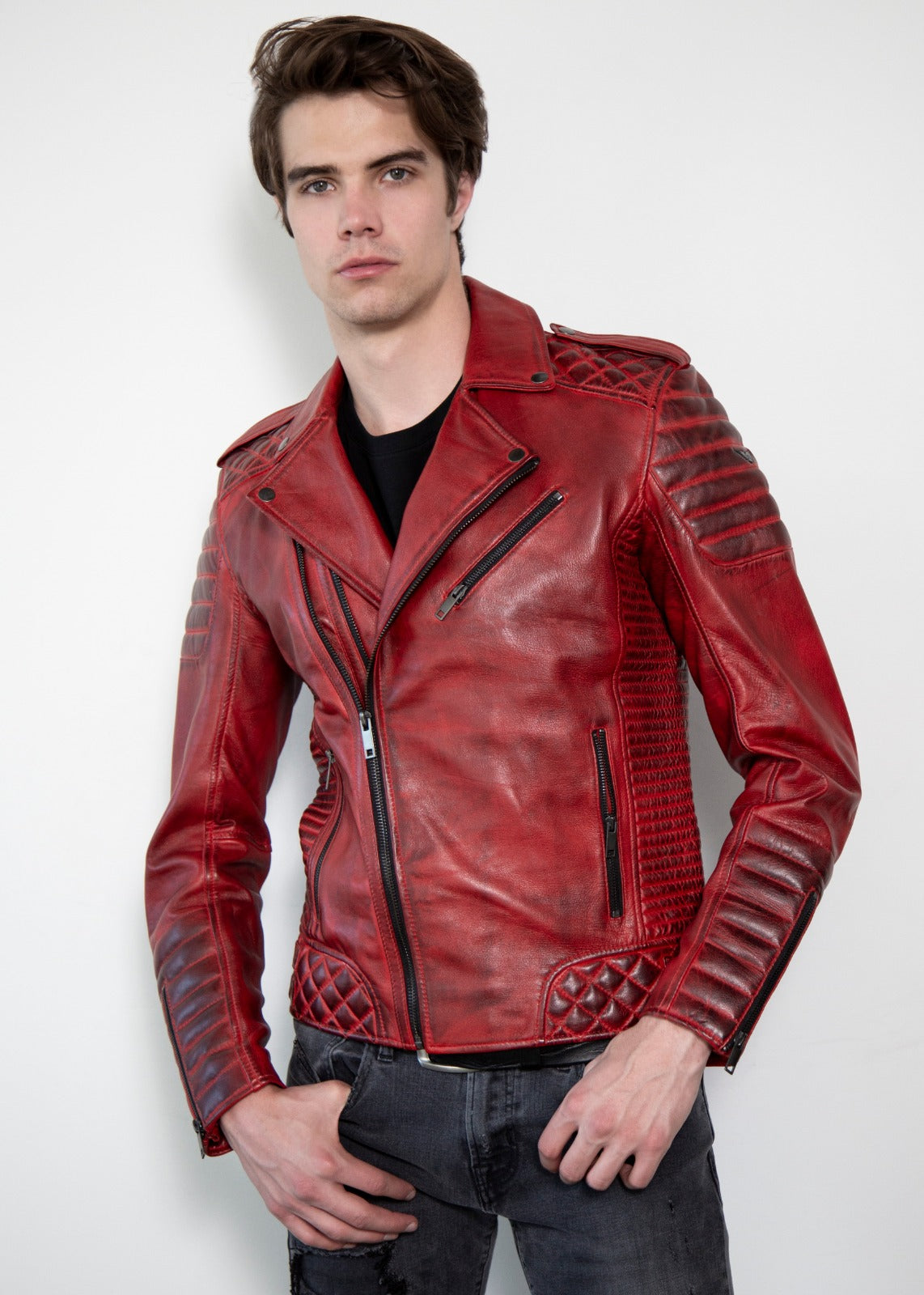 Red Leather Motorcycle Jacket