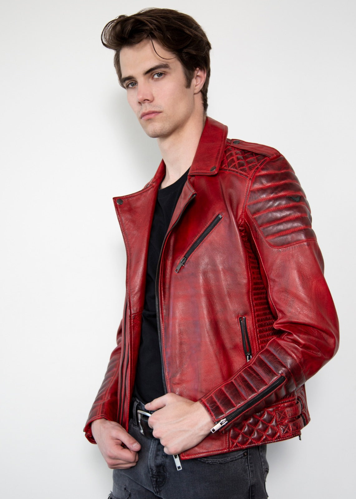 Mens Leather Jacket Red