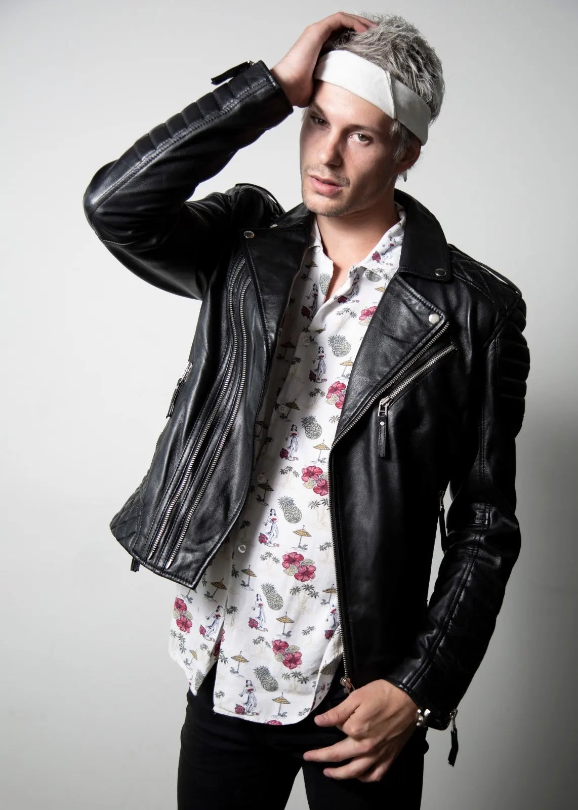 Black Quilted Motorcycle Leather Jacket
