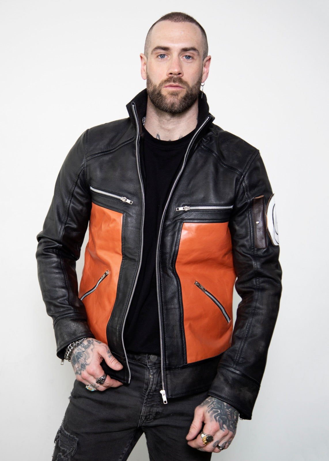 Mens Naruto Shippuden Orange Leather Jacket Hoodie Anime pull over