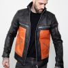 Mens Naruto Shippuden Orange Leather Jacket Costume Halloween