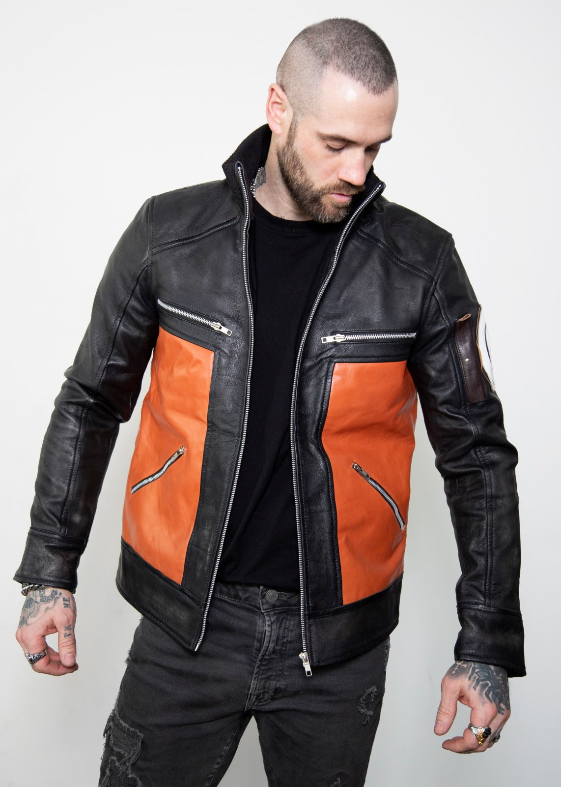 Mens Naruto Shippuden Orange Leather Jacket Costume Halloween