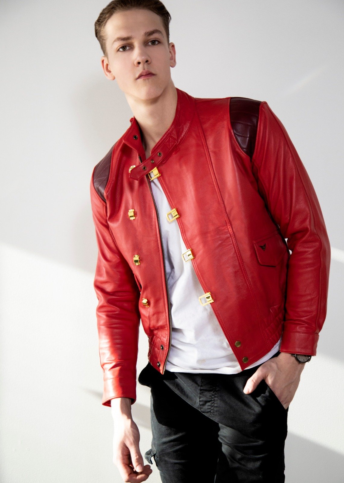 Mens Akira Kaneda Leather Jacket Red Pill Manga Motorcycle