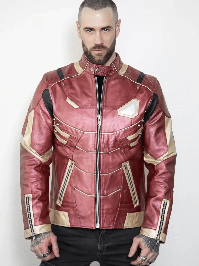 Mens Iron Armor Platinum Red & Gold Jacket