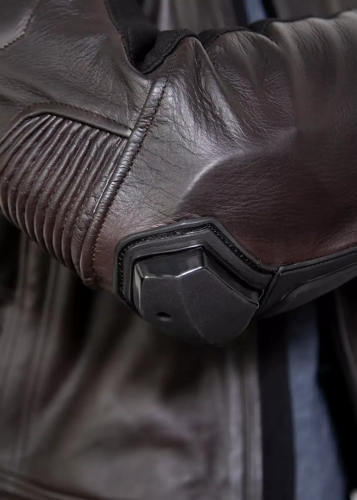 Mens Brown Leather Motorcycle Jacket with Armor