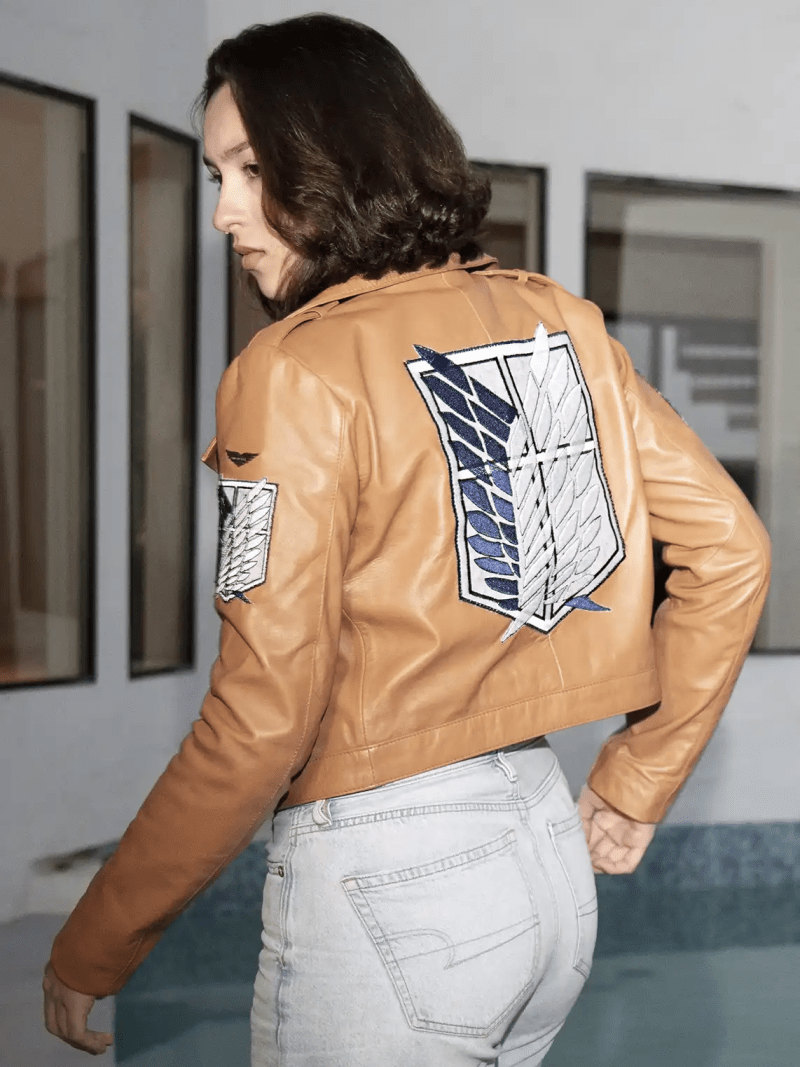 Womens Attack on Titan Scout Regiment Brown Leather Jacket