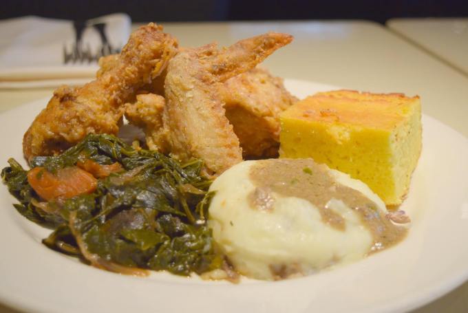 Get a hunk of Lucky's cornbread with our Sunday Skillet Fried Chicken!