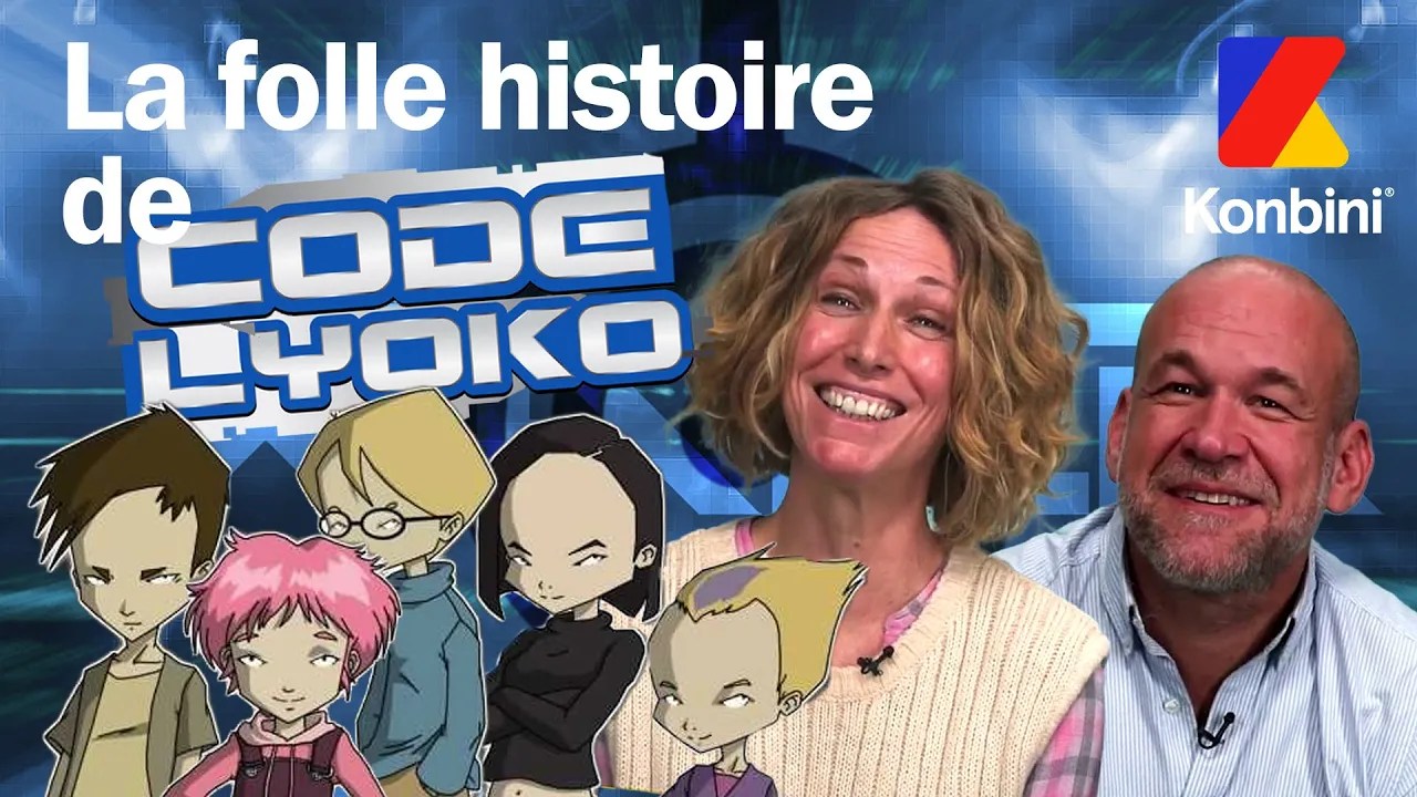 Affiche avec Sophie Decroisette et Jérôme Mouscadet ainsi les personnages de Code Lyoko