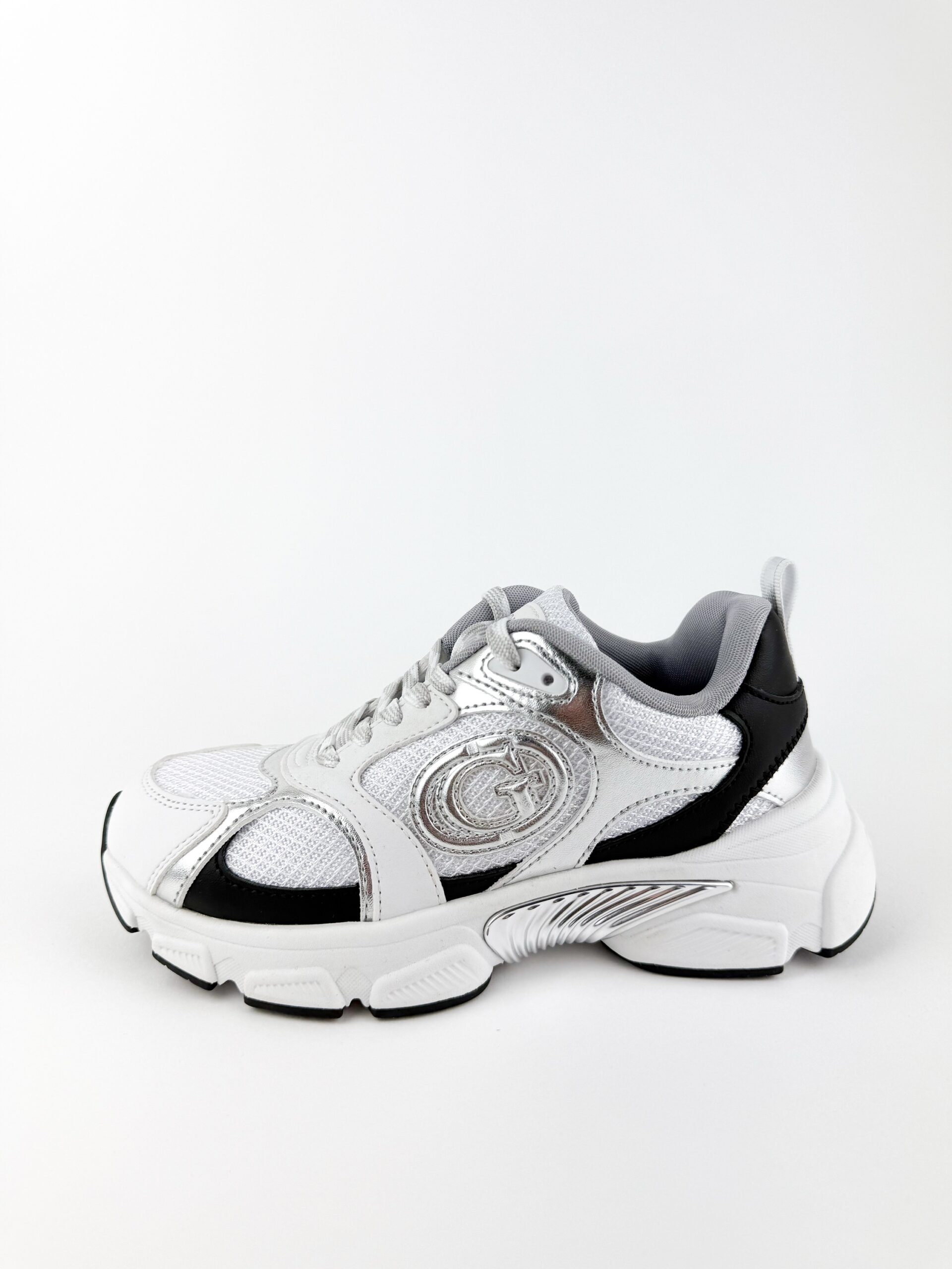 GUESS - Sneakers Bianca Dettagli Argento e Nero