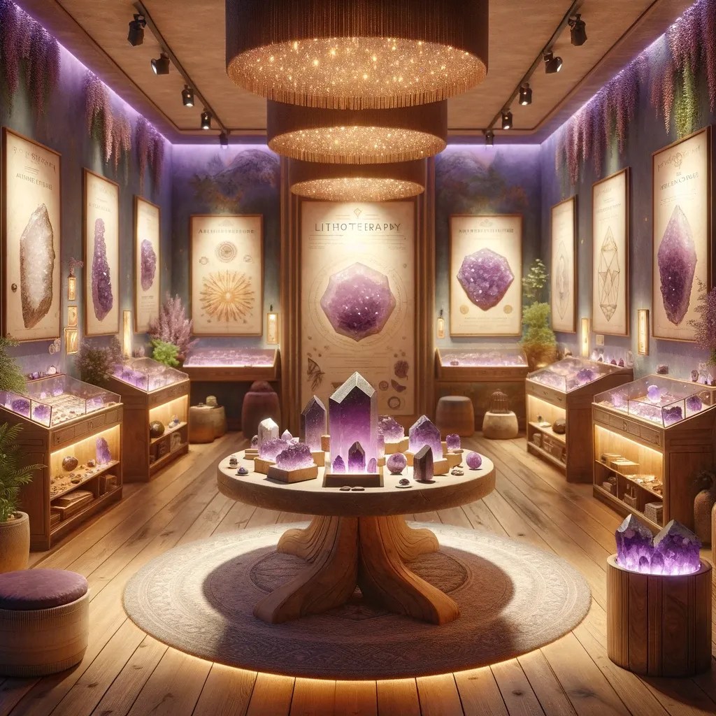 Illustration d'un showroom ayant pour sujet les pierres et minéraux