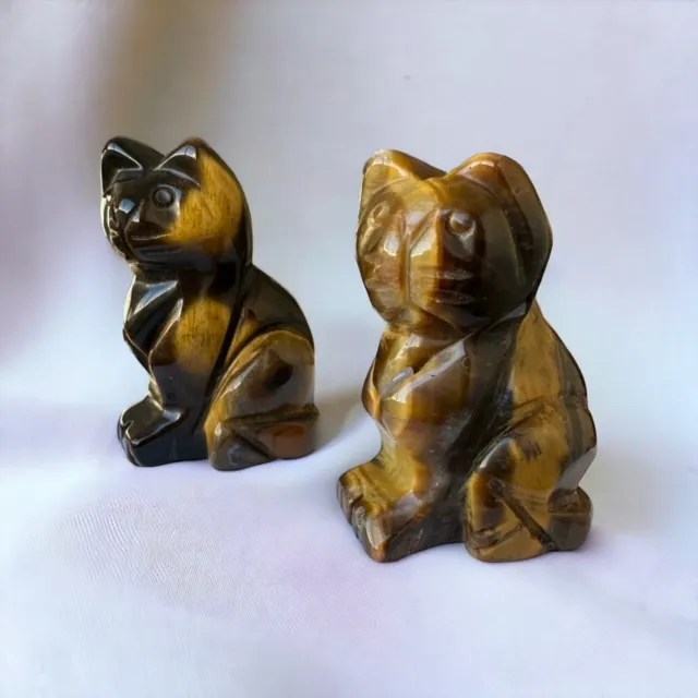 Figurine de chat en Oeil de tigre