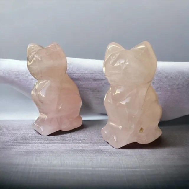 Figurine de Chat en quartz Rose