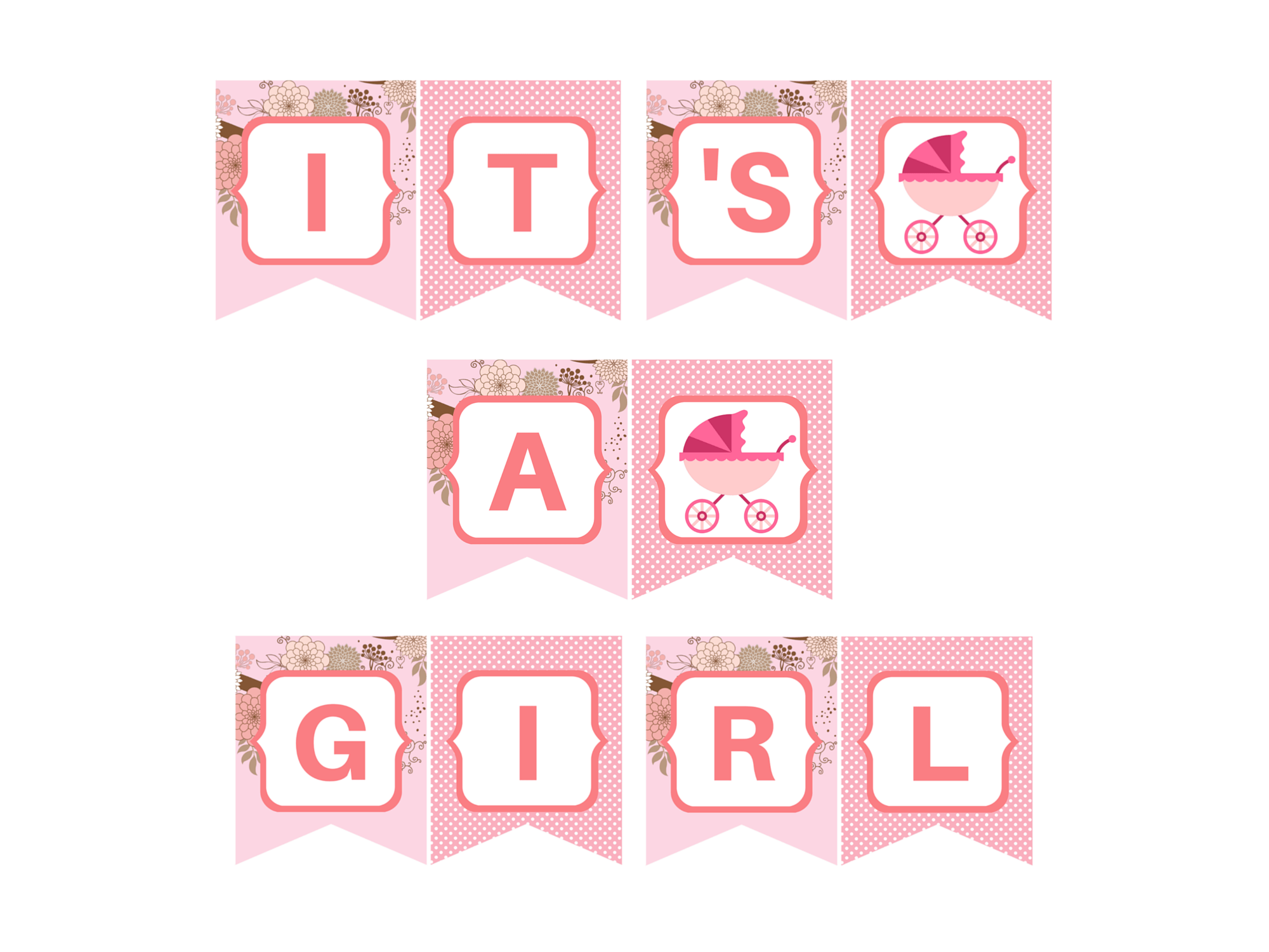 Pink Carriage It's a Girl Banner Magical Printable