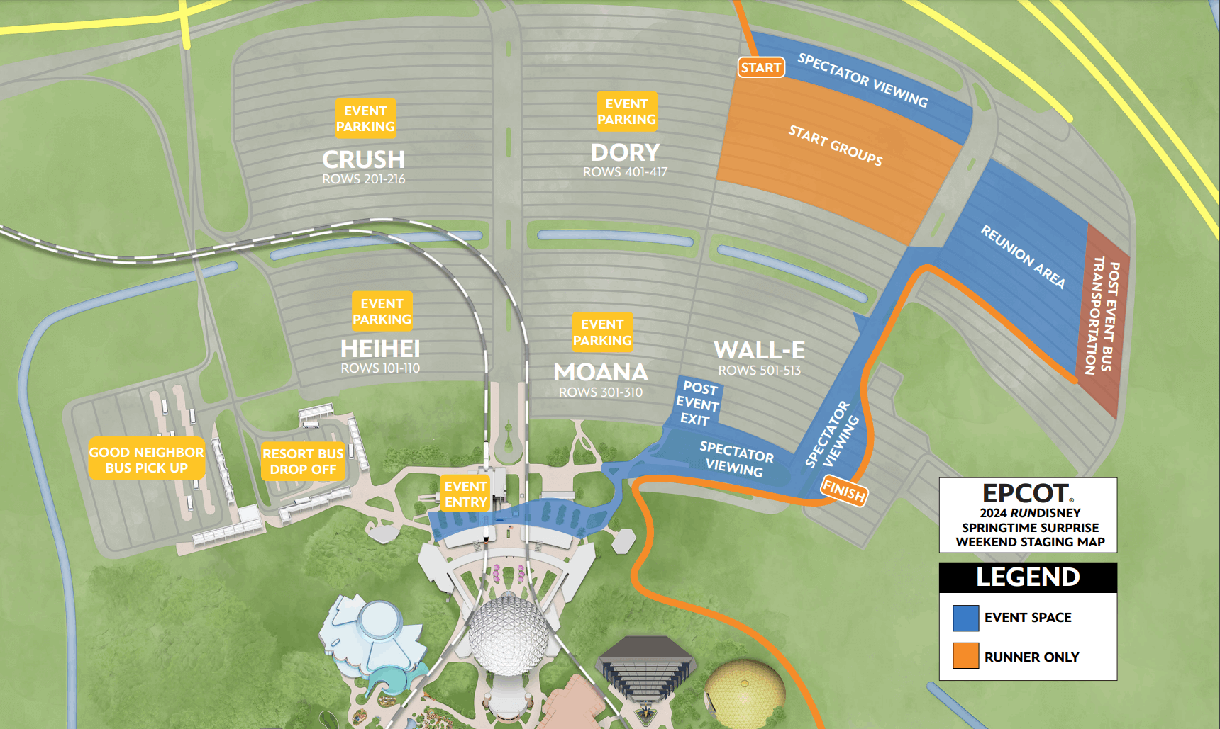 Springtime Surprise 2026 2026 Rundisney Springtime Surprise Weekend 2024 Springtime Surprise Parking Lot Map 