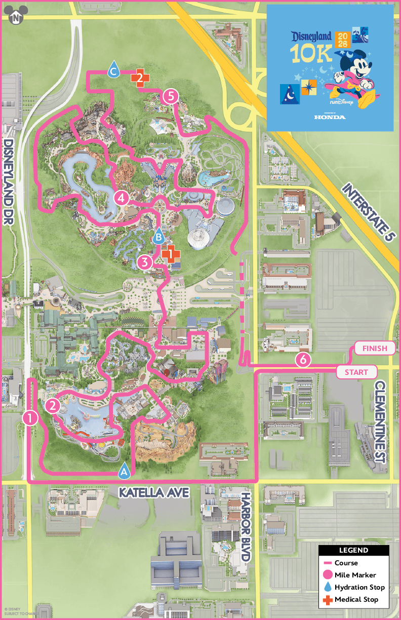 RunDisney Maps 2026 2026 Disneyland 10k Course 