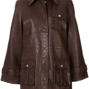 Women's Button Front Leather Jacket