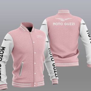 Moto Guzzi Pink White Varsity Baseball Jacket