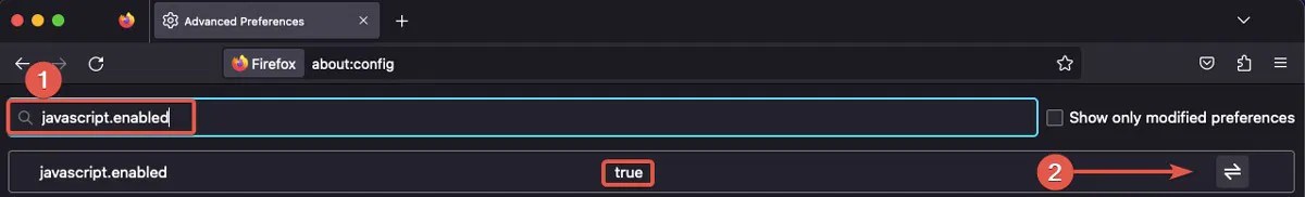 قم بتعيين قيمة Firefox Javascript على Ture