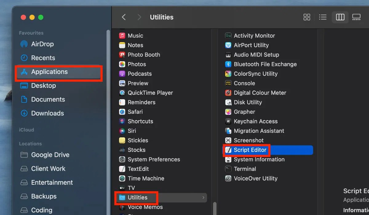 افتح محرر البرنامج النصي