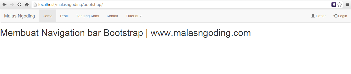Bootstrap Part 12 : Membuat Navigation Bar Bootstrap - Malas Ngoding
