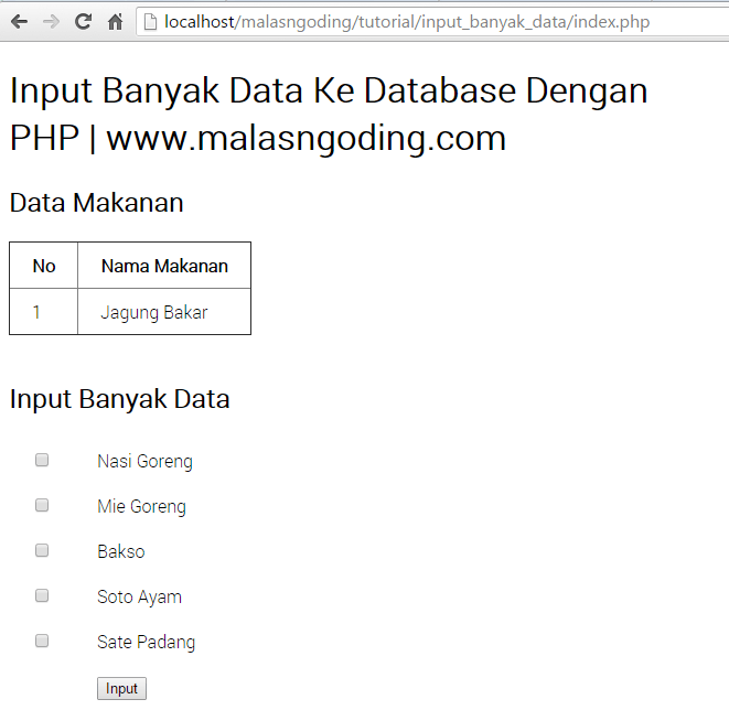 Input Banyak Data Sekaligus Ke Database Dengan PHP - Malas Ngoding