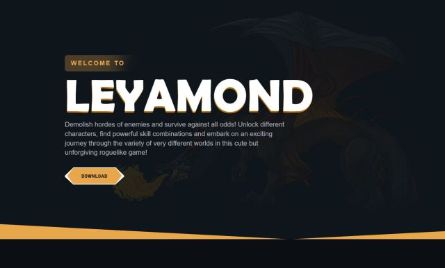 Standard layout of the fake game websites