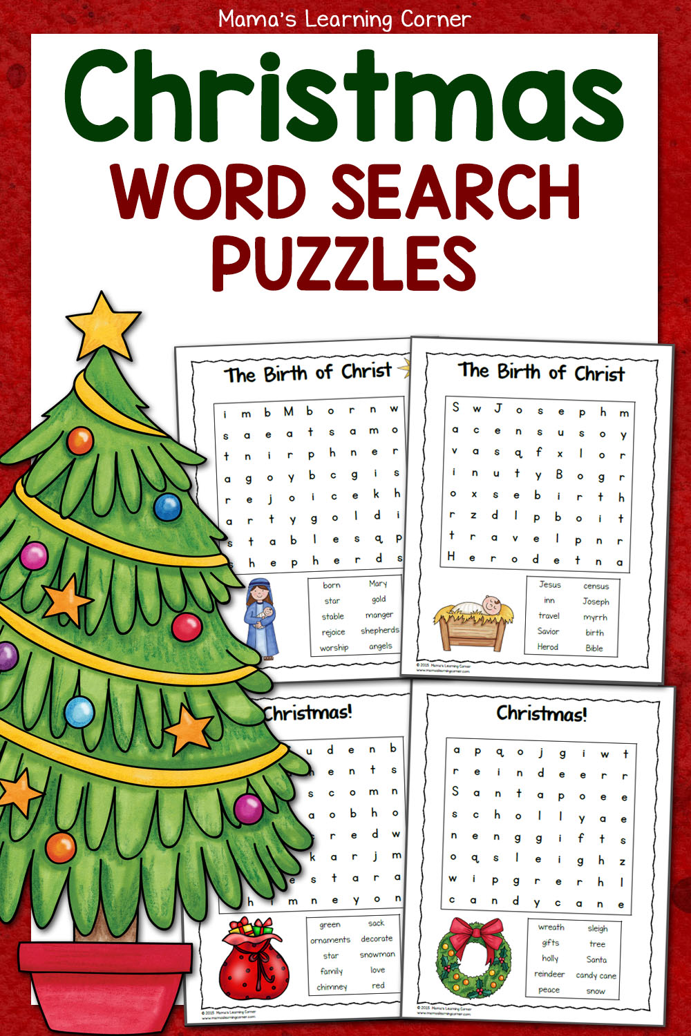 christmas word search puzzles mamas learning corner