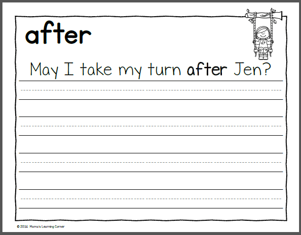 Handwriting worksheets for kids: dolch first grade words