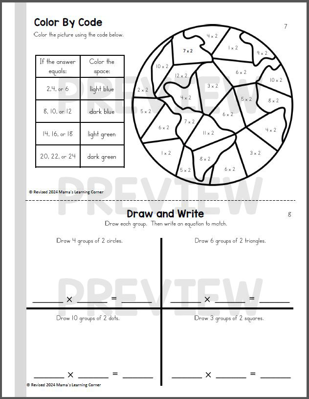 Multiplication Practice Facts Booklets Factors 2 through 12