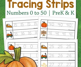 Pumpkin Number Tracing Strips Numbers 0 to 50
