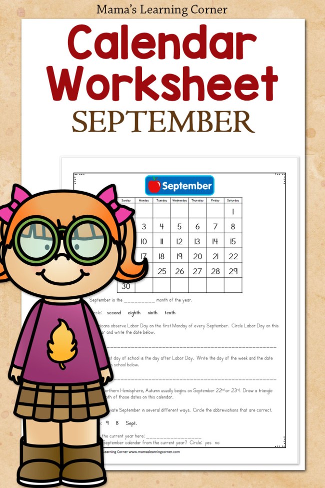 September Calendar Worksheet