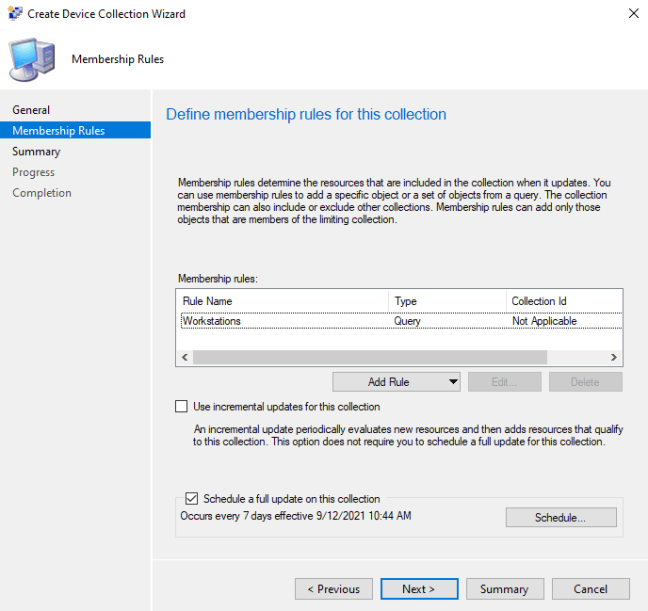 Create SCCM Windows Workstation and Server device collection 5 Membership Rules