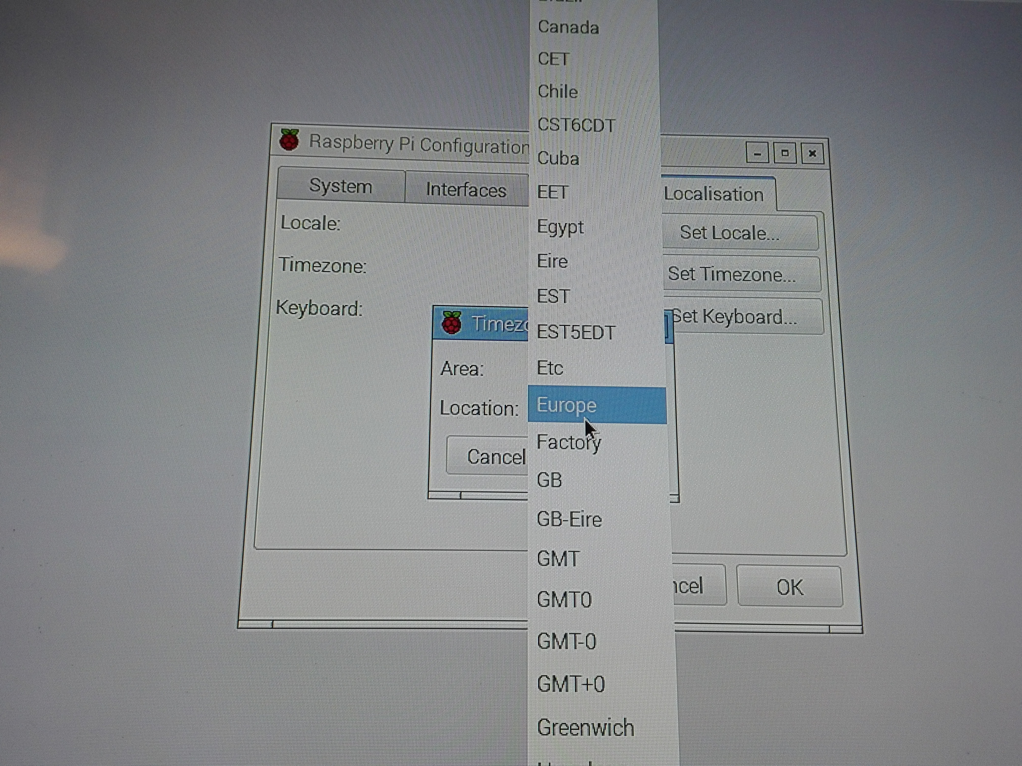 Configurando el área de localización de Raspbian