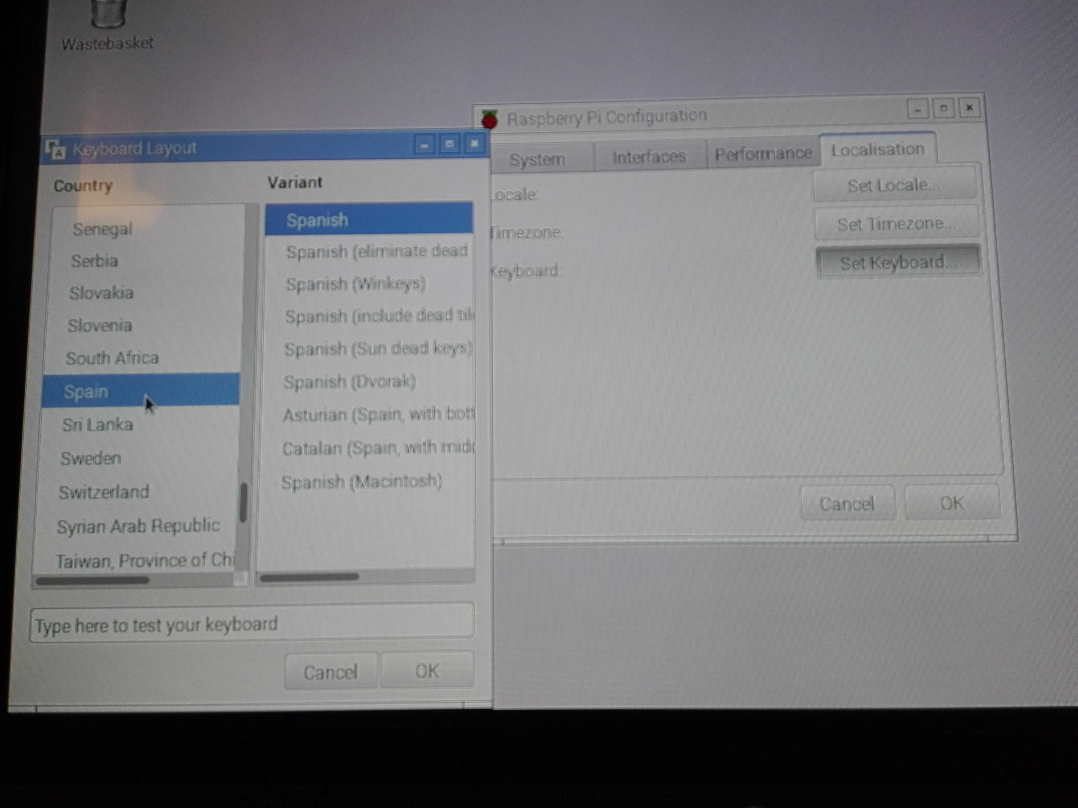 Configurando la distribución del teclado.