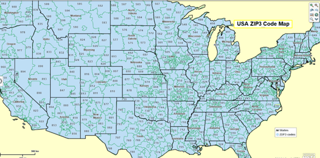 Us Zip Code Map P1.