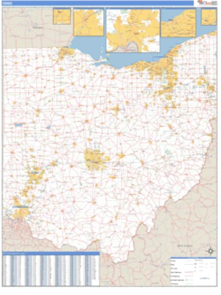 Ohio ZIP Code Wall Map Map Geek Com Ohio Zip Code Wall Map Grande 
