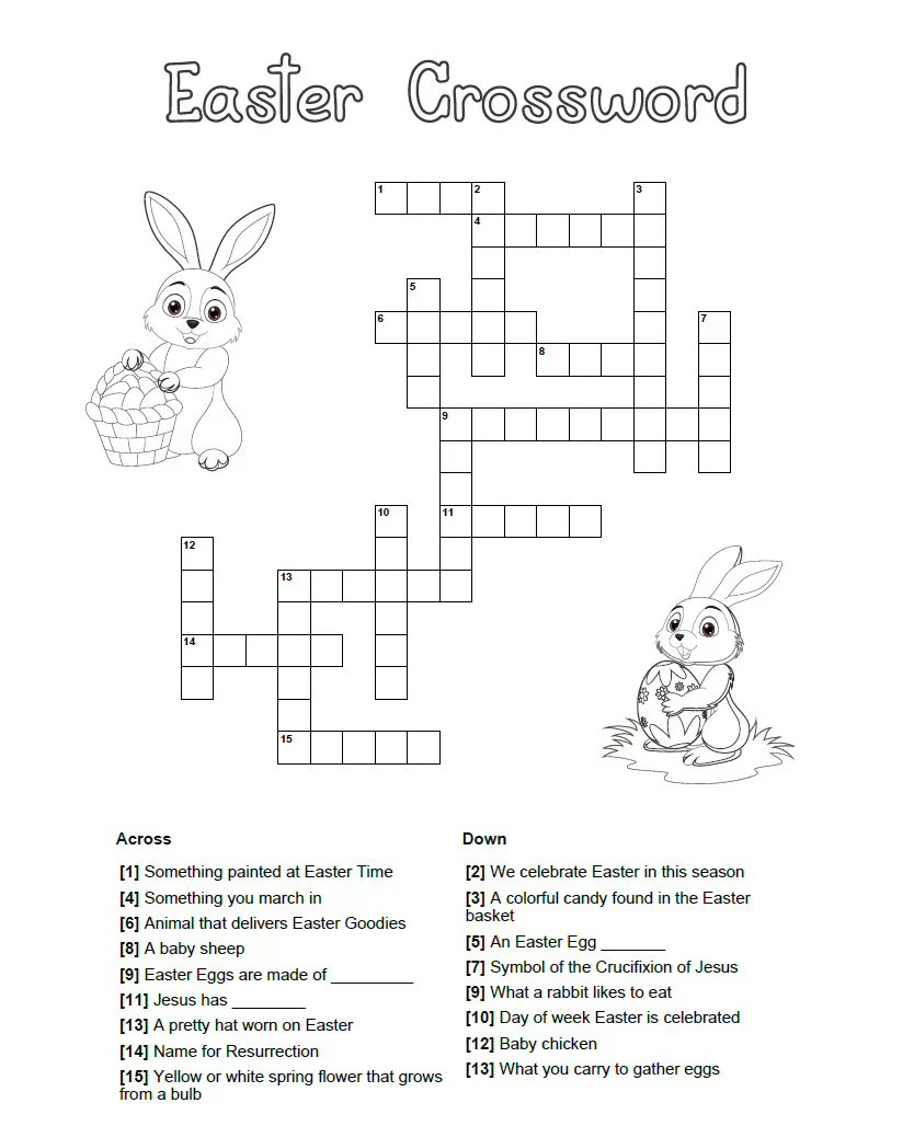 Free Printable Easter Crossword Puzzle Fun Easter Activities For Kids