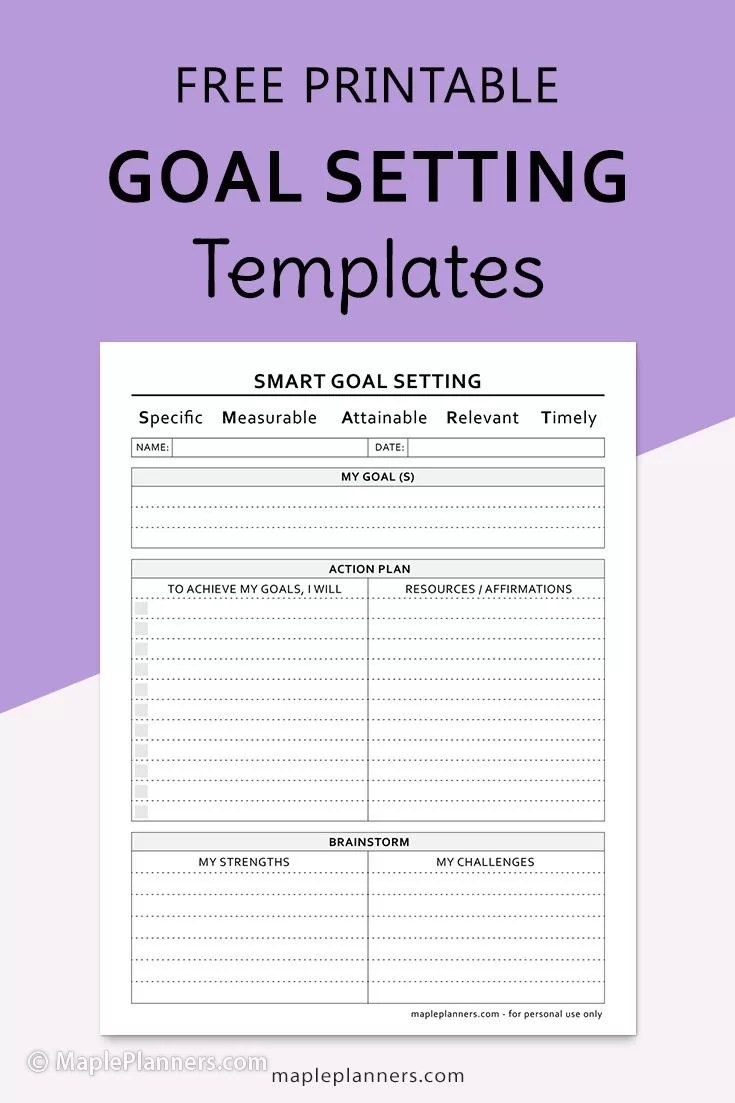 Goal Setting Worksheet Template