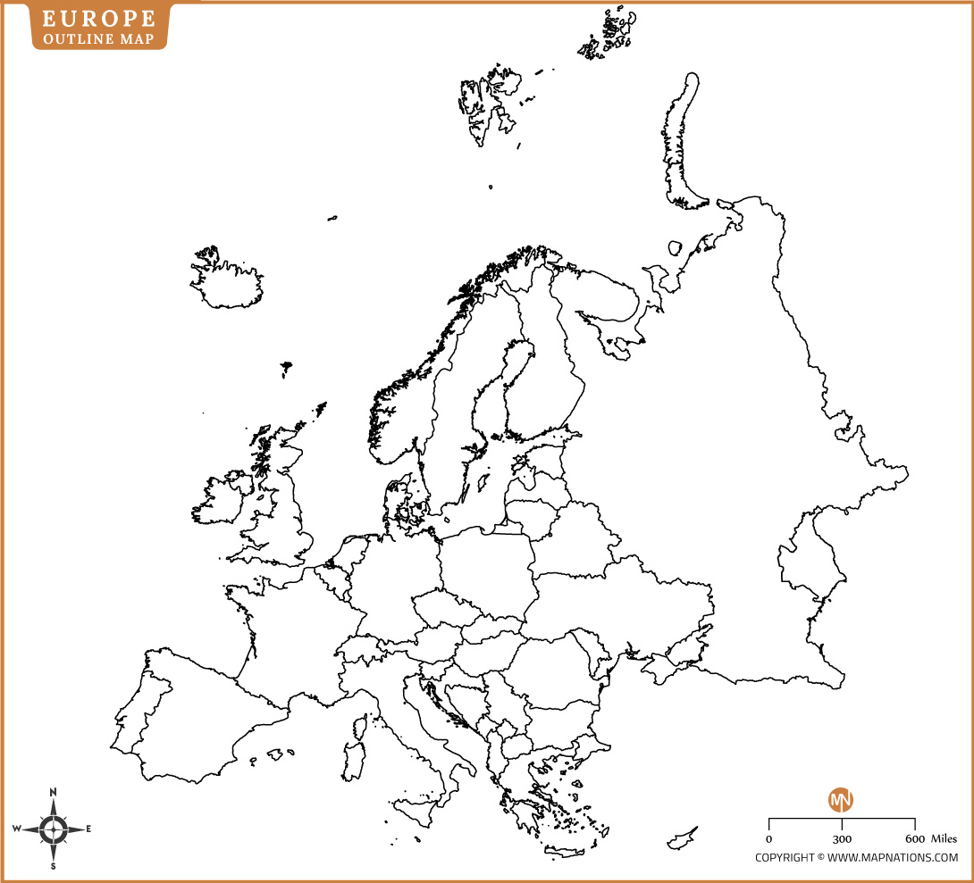 Europe Outline Map For Reference And Educational Use Europe Outline Map 