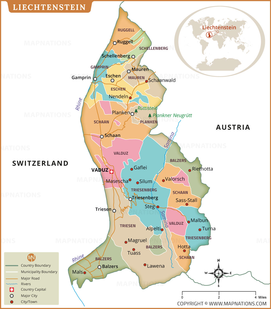 Map With Cities Rivers And Borders Map 