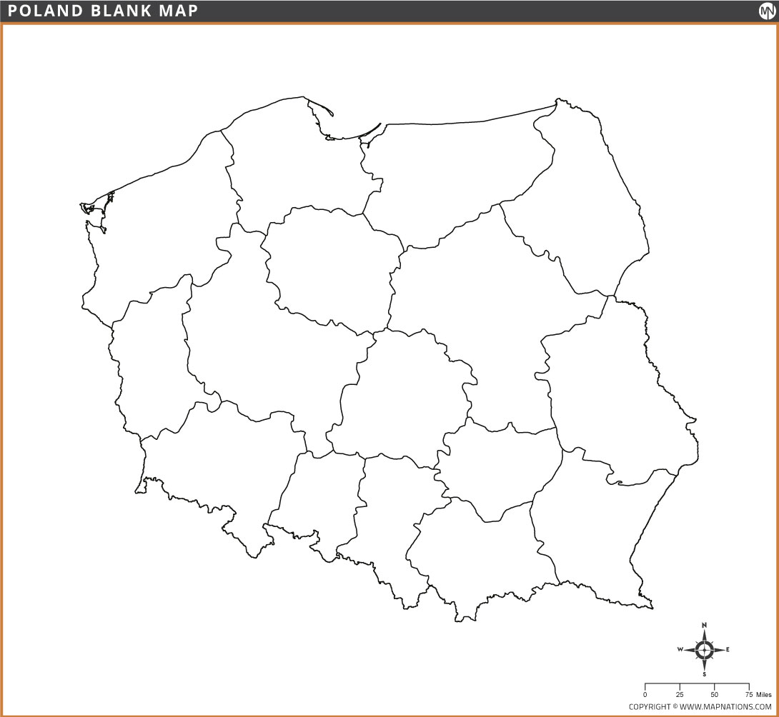 Poland Outline Map Poland Blank Regional Borders For Students And Poland Blank Map 