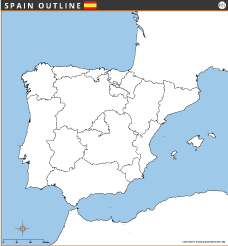 Spain Political Map With Provinces Capitals And Boundaries Spain Outline Map Thumb 