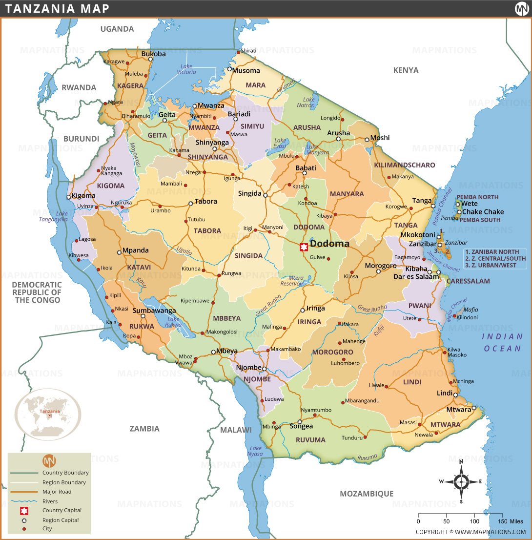 A Map Of Tanzania With Rori Village AVMX Tanzania Map 