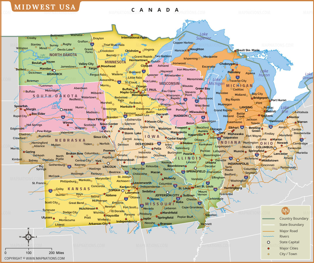USA Regional Map Detailed Division Of US States By Regions For Easy Midwest Usa Map Thumb 