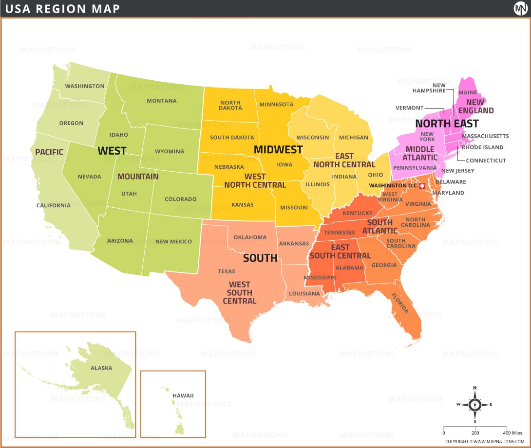 USA Regional Map Detailed Division Of US States By Regions For Easy Usa Region Map 