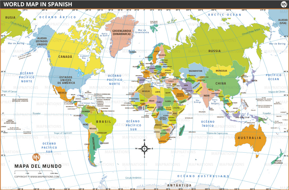 Mapa Del Mundo En Espa Ol World Map In Spanish Mapnations World Map In Spanish 