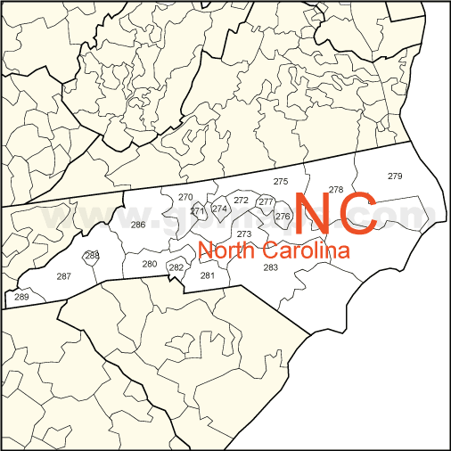 Nc County Map With Zip Codes Nc North Carolina Zip Code Map 