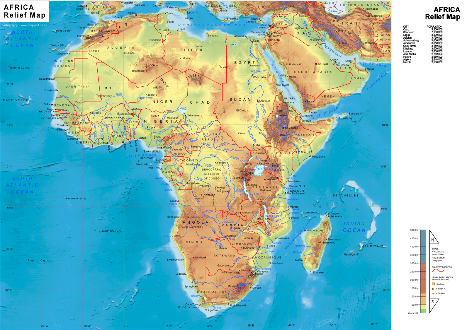 Labeled Physical Features Map Of Africa Africa Physical Map 