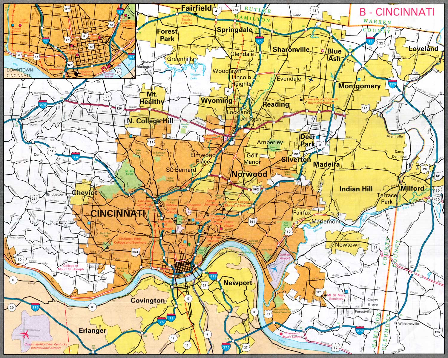 This map shows where cincinnati is located on the u.s. Cincinnati Ohio City Map - Cincinnati Ohio â¢ mappery