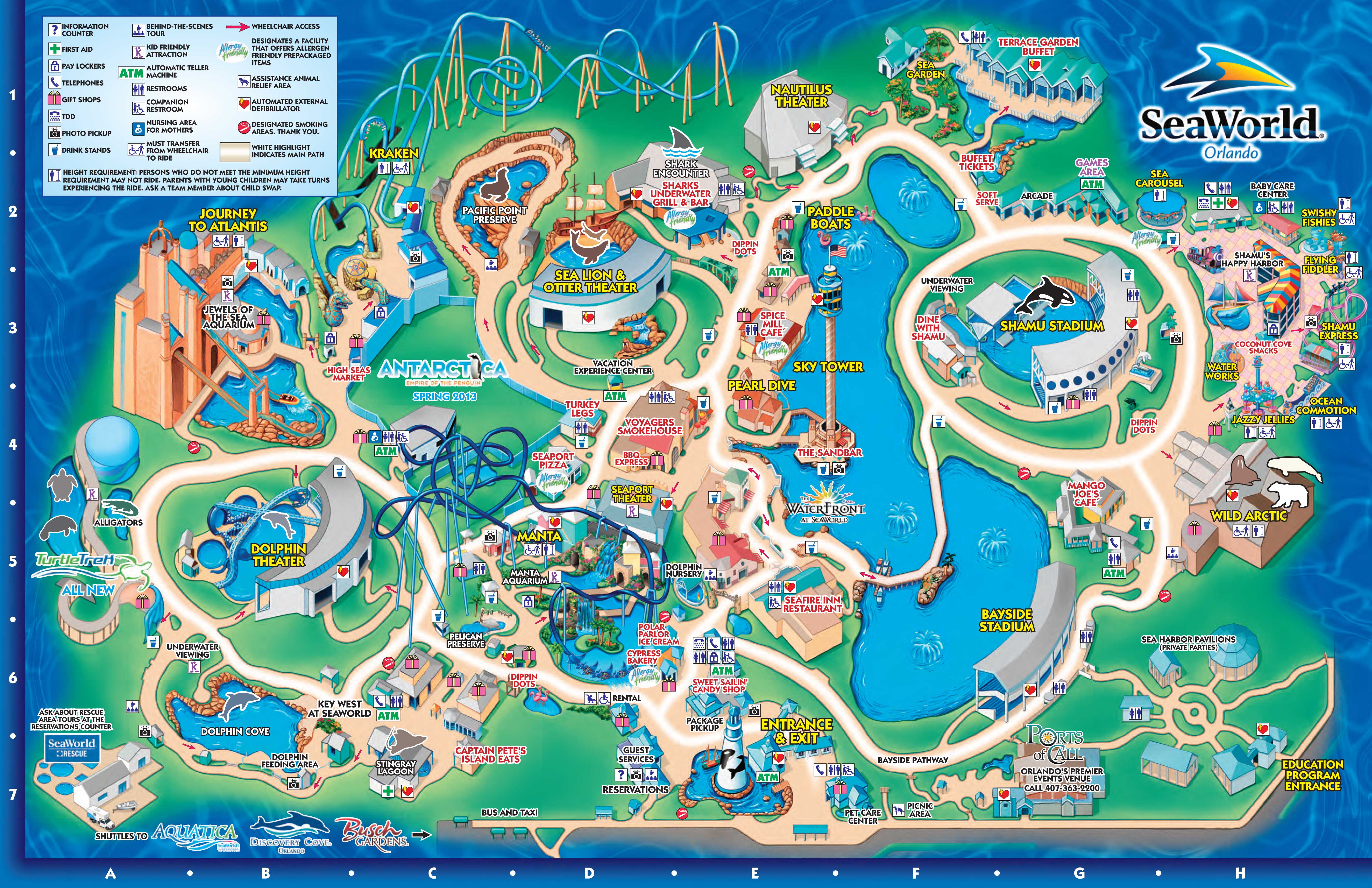 Seaworld Map Wayne Baisey SeaWorld Orlando Theme Park Map 